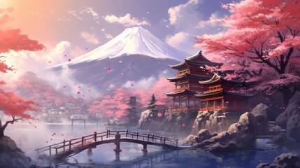 Fototapeta premium Japan fantasy style scene art