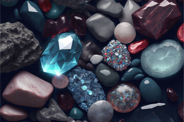 Pebbles patterns Diamond in red blue white colors