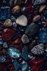 Pebbles patterns Diamond in red blue white colors