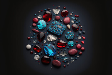 Pebbles patterns Diamond in red blue white colors