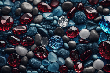 Pebbles patterns Diamond in red blue white colors