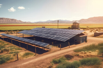 Solar Panel Installation On Largescale Farm. Generative AI