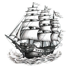 sailpirate ship isolated on white vector illustration