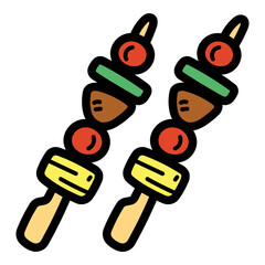BBQ filled outline icon style