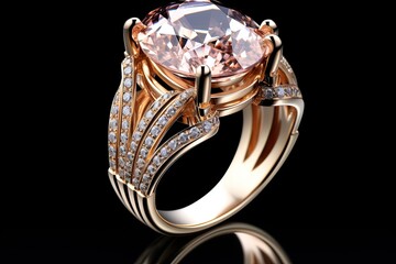 An oval morganite and diamond ring