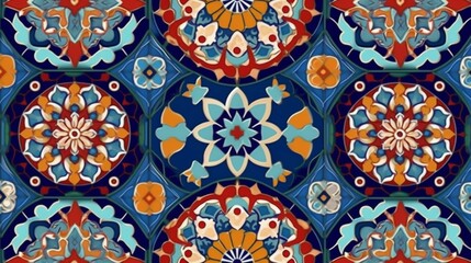 Colorful seamless pattern islamic background.Abstract.Generative AI