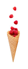 Empty Waffle Cone and Raspberries 