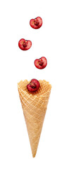 Empty Waffle Cone and Cherries