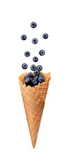 Waffle Cone and Blueberries