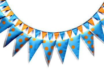 Carnival Garland With Blue Flags On White Background. Generative AI