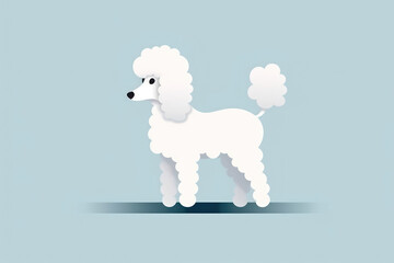 Poodle Dog, Minimalist Style, White Background Cartoonish, Flat Illustration. Logo. Generative AI