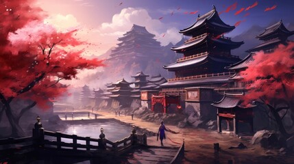 Obraz premium Japan fantasy style scene art
