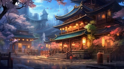 Obraz premium Japan fantasy style scene art