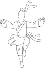 Obraz na płótnie Canvas Vector continuous line drawing. learn kung fu