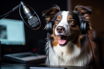 Pet in a podcasting place