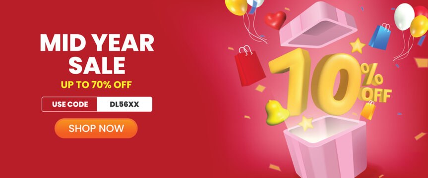 Mid year sale banner template design