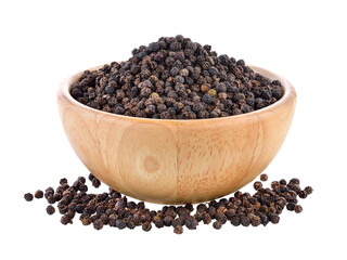 peppercorn in wood bowl on transparent png