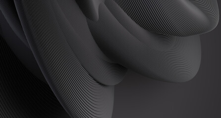 3d render of abstract high detailed shape. Black futuristic background.	