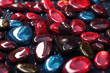 Pebble pattern in red and blue colors