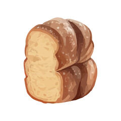 Gourmet meal bread on white backdrop