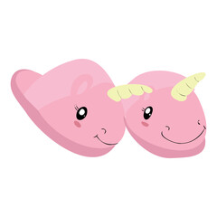 Unicorn pajama slippers. Color isolated vector illustration in the flat style