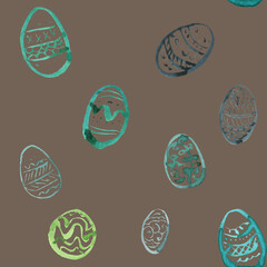 Seamless texture with Easter motif assembled from watercolor components.