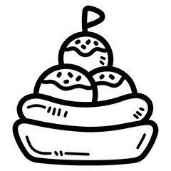 banana split ice cream line icon style