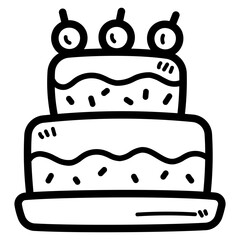 birthday cake line icon style
