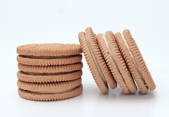 Sandwich Cream Cookies isolated on white background