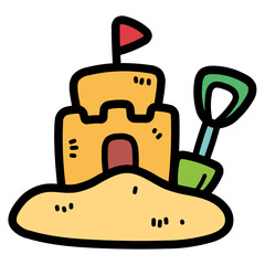 Sand castle filled outline icon style