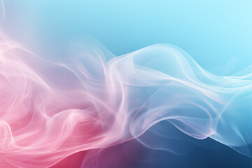 A beautiful light blue background with white smoke trailing across the floor with pink lighting. Abstract background for presentation