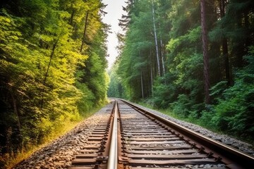 Obraz premium along a railroad on an summer afternoon AI Generated