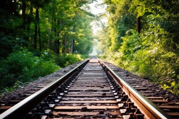 Obraz premium along a railroad on an summer afternoon AI Generated