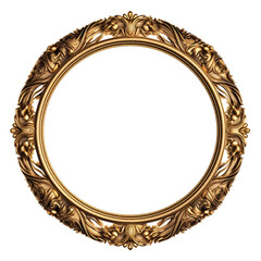 Antique circle frame gold isolated, Generative AI