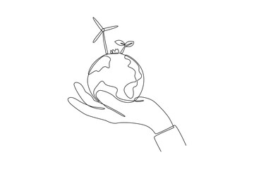 Single one line drawing ESG - Environmental, Social, and Governance concept. Continuous line draw design graphic vector illustration.