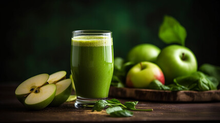  Healthy Green apple fruit smoothies.Generative Ai.