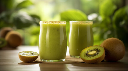 Healthy kiwi fruit smoothies.Generative Ai.