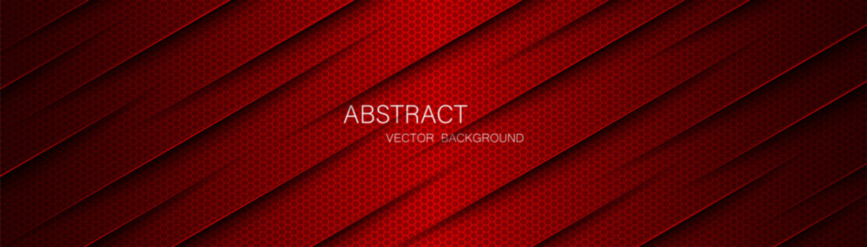 Abstract red steel mesh background with red glowing lines with free space for design. Modern technology innovation concept background. Perforated dark red metal sheet for background image.
