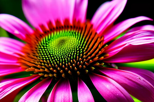Echinacea purpurea blossom in full bloom up close. photographing a blossom up close. a floral design background. Close up of a blooming medicinal plant. Nature based idea. generative ai