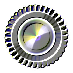 Stainless Steel Circle Flower Illustration with Reflected Yellow and White Light