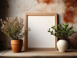 Mockup frame close up in home Interior Background, Mockups Design 3D, High-quality Mockups, Generative Ai