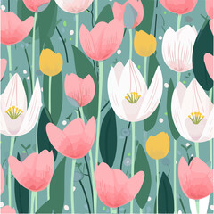 seamless pattern with tulips