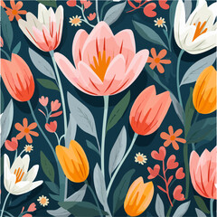 seamless pattern with tulips