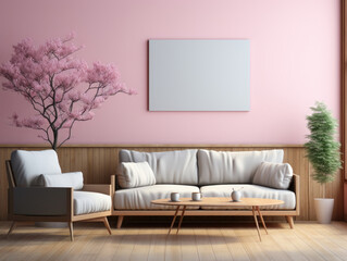 Modern interior natural pastel colors room background , Mockups Design 3D, High-quality Mockups, Generative Ai