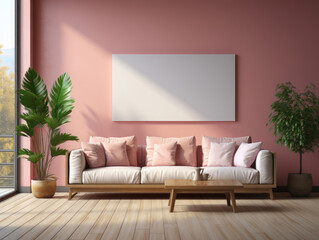 Modern Interior natural pastel colors room background , Mockups Design 3D, High-quality Mockups, Generative Ai