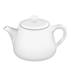 Tea in white ceramic tea pot, digital illustration icon, digital oil pain style, isolated, hand drawn food illustration