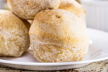cheese bread, typical snack from Minas Gerais, served hot with coffee, Brazilian tradition