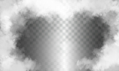 White fog or smoke on dark copy space background. Vector illustration