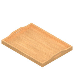 3D rendering illustration of a wooden serving tray
