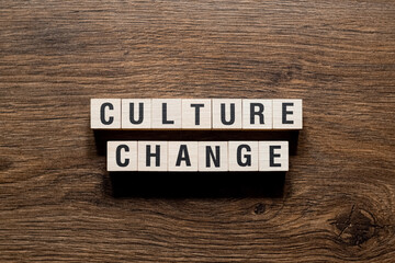 Culture change - word concept on building blocks, text